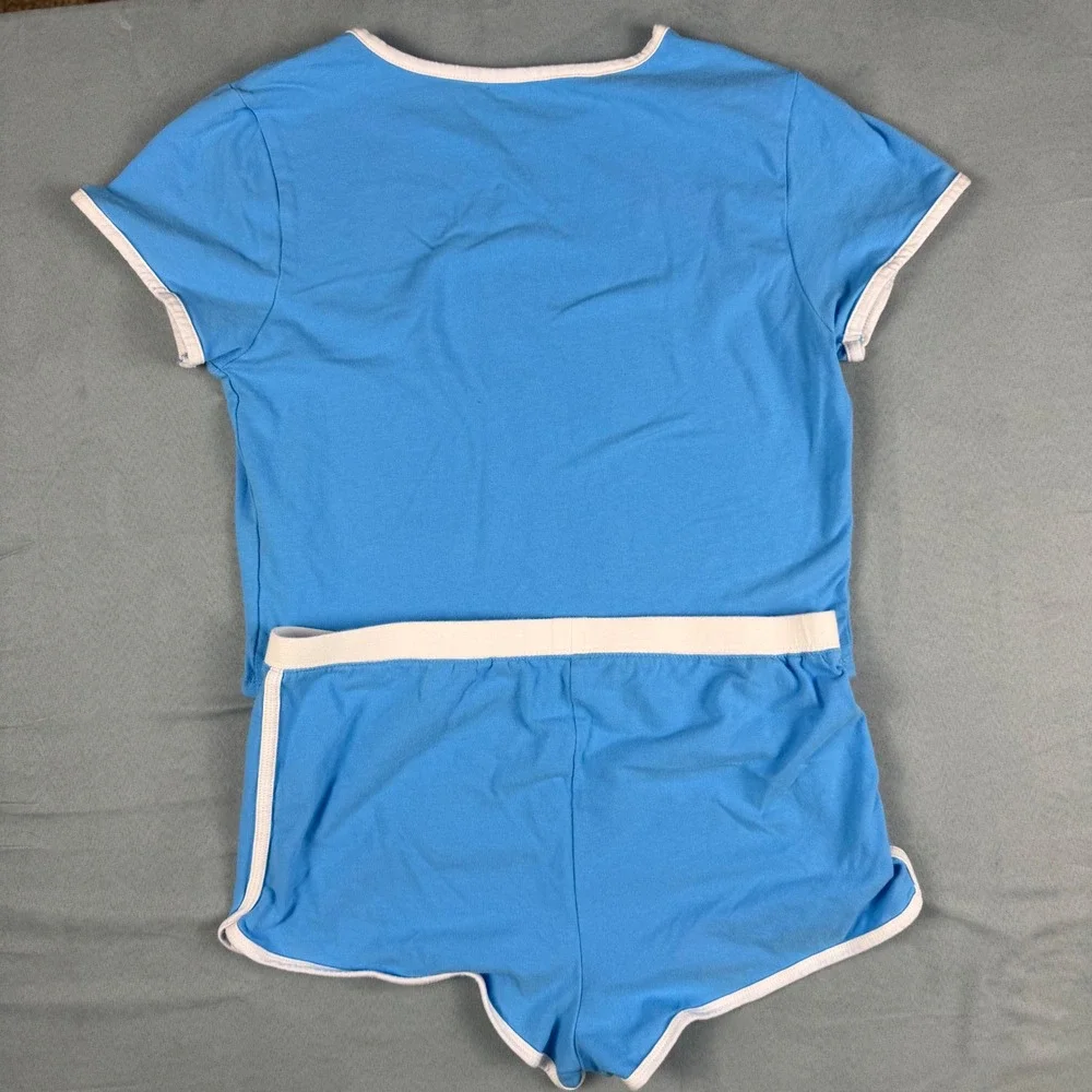 Vintage Inspired Saint Tropez Tennis Lounge Set Blue White Large Sporty Retro